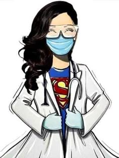 a woman in a white coat and superman mask with her hands on her hips,