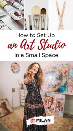 an art studio in a small space with the title how to set up an art studio in a small space