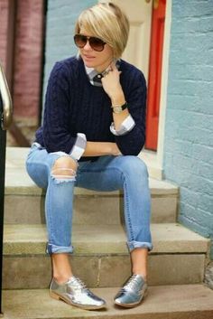 Brogues Outfit, Silver Oxford Shoes, Pijamas Women, Style Casual Chic