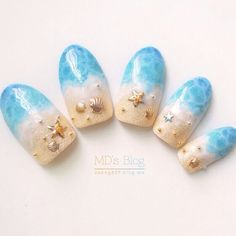 Nail Ideas Designs, Nail Designs Summer Beach, Ocean Ideas, Beach Nail, Beachy Nails