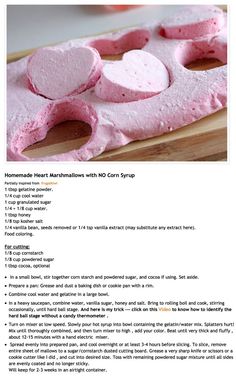 the recipe for homemade marshmallows with no corn syrup is shown in this page