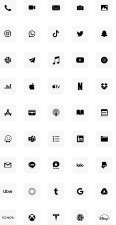 the icons are all black and white