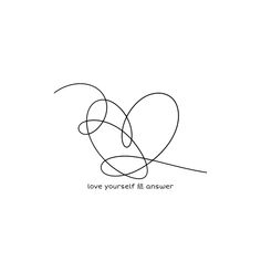 a black and white drawing of two hearts with the words love yourself is answer