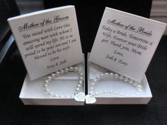 mother of the bride and groom gift set with pearl bracelets, necklace box and card