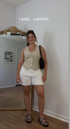 Casual Vacation Outfits Summer Midsize, Outfit Playa Curvy, Jorts Summer Outfits Midsize, Jean Shorts Outfit Summer Midsize, Summer Outfit Inspo 2024 Midsize, Summer Outfits Curvy, Road Trip Outfit, Breastfeeding Clothes, Curvy Fashionista