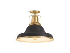 a black and gold light fixture on a white background with clipping to the ceiling