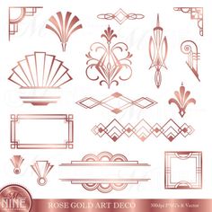 art deco design elements in gold and white