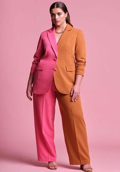 Plus Size Pant Suits, Colorblock Pants, Women Suits Wedding, Plus Size Suits, Plus Size Designers, Business Professional, Plus Size Pants, Swimsuits For All, Straight Pants