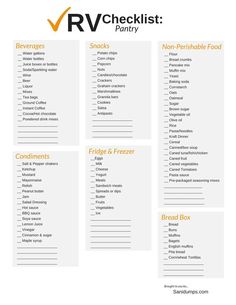 a printable rv checklist with the words rv checklist party written on it