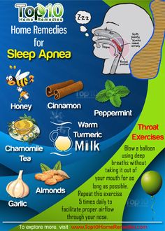 Prev post1 of 3Next Sleep apnea is a very common sleep disorder in which a person’s breathing is interrupted or even stopped involuntarily while sleeping. It can last for 10 seconds or more and may occur hundreds of times a night. Sleep apnea can be caused by blocked or narrowed airways in your nose, mouth Home Remedies For Sleep, Home Remedies For Snoring, Sleep Disorder, Top 10 Home Remedies, Snoring Remedies, How To Stop Snoring, Natural Healing Remedies, Natural Therapy