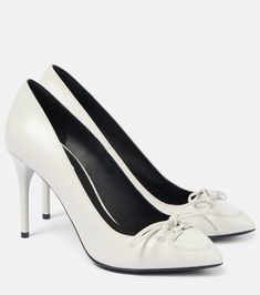 White High Heels, Ballerina Pumps, White Pumps, Patent Leather Pumps, High Heel Pumps, Black Pumps, Leather Pumps, Bow Detail, Shoe Box