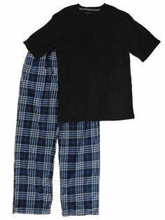 Mens 2-Piece T-Shirt & Plaid Fleece Pants Sleepwear Pajama Set This pajama set includes a black short sleeve t-shirt and blue plaid fleece pajama bottoms with an elastic waistband, drawstring, side pockets and an open fly. 2pc. Pajama set Men's sizes Top: 60/40% cotton-polyester Pants: 100% polyester Payment We accept PayPal as our payment method. Immediate payment is required. If you have any questions about payment, please feel free to contact our customer support team. Return Policy We have a Plaid Pajamas Boys, Vintage Pajamas Boys, Boys Pjs Pants, Mens Black Pj Pants, Boys Blue Pajamas, Comfy Boy Pajamas, Boys Plaid Pajama Pants, Boy Pjs Pants