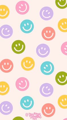 colorful smiley faces on a white background