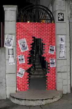 an entrance to a building made out of bricks