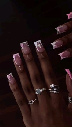 Cross Nails, Fun Summer Nails, Gel Overlay, Spring Nail Trends, Hard Nails, Girly Acrylic, Girly Acrylic Nails, French Tip Acrylic Nails, Acrylic Nails Designs