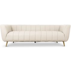 Clodine Sofa (Cream Leather) Channel Tufted Sofa, Rectangle Living Room, Cream Leather Sofa, Closet Studio, Italian Leather Sofa, Mod Furniture, Modern Leather Sofa, Cream Sofa, Large Abstract Art