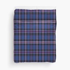 a blue and purple plaid pattern duvet cover