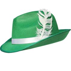 Oktoberfest green pressed felt Alpine or Tyrolean costume hat. Decorated with a white satin ribbon band and a single white feather. One size fits up to appx. 22". Oktoberfest Fancy Dress, Felt Costume, Oktoberfest Hat, German Hats, Grease Costumes, Cavewoman Costume, German Costume, Historical Hats, Australian Costume