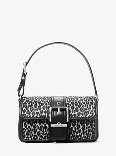 The modern-yet-classic Colby shoulder bag evokes a cool, New York-inspired sensibility. With its sleek rectangular silhouette and bold buckle accent, this chic style is crafted from eye-catching leopard-print calf hair and designed to rest seamlessly under your arm. Match your jewelry to the silver-tone hardware. Designer Rectangular Bag With Buckle Closure, Designer Rectangular Bags With Buckle Closure, Designer Rectangular Shoulder Bag With Buckle Closure, Rectangular Leopard Print Shoulder Bag With Gold-tone Hardware, Leopard Print Rectangular Shoulder Bag With Gold-tone Hardware, Designer Rectangular Bag In Leopard Print, Hair Trim, Denim Shoulder Bags, Michael Kors Shoulder Bag