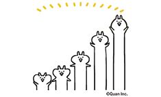 a line drawing of people standing in front of an upward graph with the sun above them