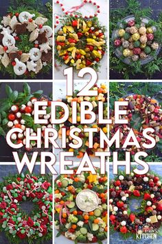 twelve edible christmas wreaths with the words 12 edible christmas wreaths on top and below