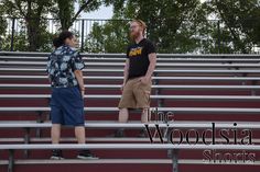 two people standing on bleachers with the words, the woolsica shorts