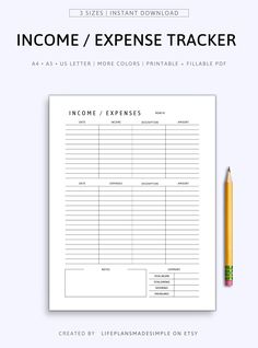 the printable worksheet for an invoice / expene tracker