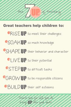 an info sheet with the words 7 great teachers help children to