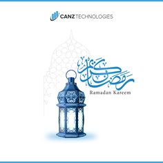 an arabic lantern with the words rama karem written in blue and white on it