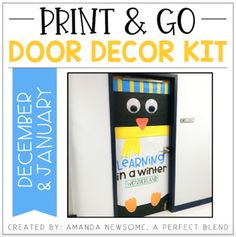 the door decor kit is designed to look like a penguin