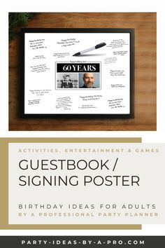 a poster with the words guest book / signing poster on it