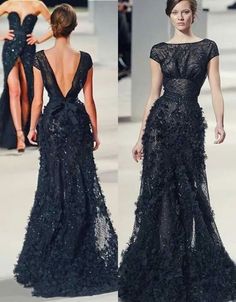 Dark Evening Gown, Stunning Evening Dresses, Black Mesh Gown, Latest Formal Dresses For Ladies, Black Gala Dress, Women Evening Dresses, Modern Royalty, Stile Blair Waldorf, Gorgeous Black Dress