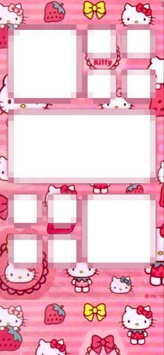 an image of hello kitty with pink background and white frames for photoshopping on the screen