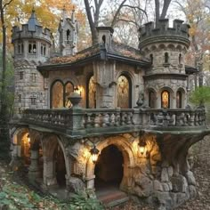 an elaborately designed house in the woods