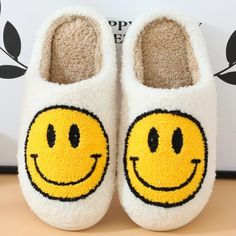 DETAILS: Yellow Smiley Face Slippers Wool-like material with a plush fleece lining Convenient slip-on design, light weight, and durable Each item is slightly different and may have small flaws SHIPPING AND ADDITIONAL INFO: Please note, the usual processing time is about 0-3 weeks. Although, due to COVID-19, processing time can take longer. Please read our FAQ's. Worldwide shipping available! Tracking info will be emailed to you once the product has shipped and is on its way to you International Smiley Face Slippers, Girls Fur, Cute Slippers, Sneakers Looks, Fuzzy Slippers, Smiley Faces, Warm Slippers, Fur Slippers, Face Design