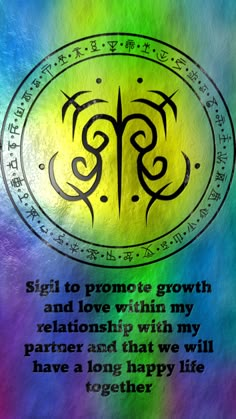 a colorful background with an image of two zodiac signs and the words, sign to promote growth and love within my relationship