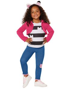 PRICES MAY VARY. Bring the magic of Gabby's world to life when you get your toddler this officially licensed costume. Your little one will be ready for any adventure when they suit up in this costume. When deciding between two sizes, choose the larger size for a better fit This costume includes everything your child needs to dress up like Gabby. From her striped shirt and sweater to her leggings and cat ear headband, there will be no mistaking who they're dressed as. Now to find some kitty frien Gabby Dollhouse Costume Diy, Dress Up Book Character, Gabby Dollhouse Costume, Gabbys Dollhouse Costume, Cat Costume For Kids, Homemade Halloween Costumes For Kids, Cat Costume Kids, Dollhouse Dresses, Gabby Dollhouse