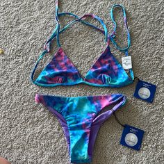 Brand New With Tags. Comes With Top And Bottom Swim Clothes, Tropical Bathing Suits, Thrift Board, Plaid Bikinis, Summer Stuff, Black Tankini, Swimming Outfit, Swim Wear, Clothing Ideas