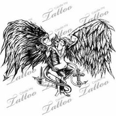 an angel and demon tattoo design