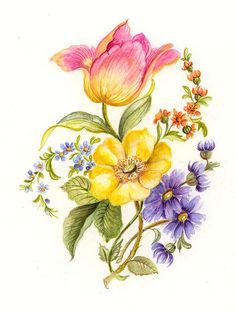 watercolor painting of flowers on white paper