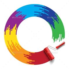 a paint roller with colors in the shape of a circle - stock photo - images