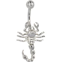 Solid 14KT White Gold SCORPION Belly Ring | Body Candy Body Jewelry Spider Belly Piercing, Spider Belly Button Piercing, Scorpion Belly Ring, Body Candy Jewelry, Scorpion Body Jewelry, Ladybug Belly Button Ring, Tragus Gold, Daith Jewelry, Gold Belly Ring