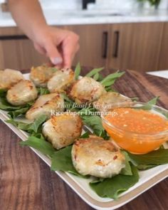 Clean Eating Guide on Instagram: "Say "YUM" if you would eat these Healthy Thai basil chicken rice paper dumplings✨ by @maxiskitchen

For the Filling:▪️1 lb. Ground Chicken (96% lean, not fat free)▪️2 Cloves Garlic, minced▪️1/2 Cup Basil or Thai Basil, sliced in thin strips▪️1 Tbsp Fresh Ginger, minced▪️2 Scallions, sliced▪️1/2 of a Jalapeño, seeds removed chopped small▪️1 Egg▪️1 Tbsp Soy Sauce▪️1 Tbsp Sesame Oil▪️1 tsp Sugar▪️1/2 tsp Kosher Salt▪️1/4 tsp Pepper▪️

For the Dumplings:▪️13 Sheets Rice Paper▪️2 Tbsp Avocado Oil▪️

For the Nuoc Cham Sauce:▪️1/4 Cup Water▪️1 Tbsp Fish Sauce▪️1 Tbsp Sugar▪️1 Lime, juice▪️1 tsp Chopped Carrot▪️1 Clove Garlic, minced▪️

🌱Vegan Modification: Sub in cooked maifun rice noodles (chop them up) and/or crumbled firm tofu for ground chicken; sub in soy s Rice Paper Dumplings, Rice Paper Wraps, Thai Basil Chicken, Clean Eating Guide, Basil Chicken, Thai Basil, Ground Chicken