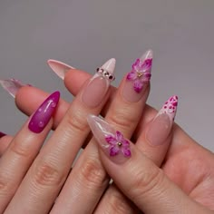 ⋆ ➳ @cr1stina_a - follow for more ⋆ Sculpted Flower Nails, Cute Flower Nail Designs, Pink Tip Nails, August Nails, 3d Flower Nails, Cherry Nails, Long Square Acrylic Nails, Nails Polish