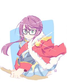 an anime character with long hair and glasses