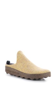 Contemporary-chic style and everyday comfort merge in this slip-on sneaker mule featuring a soft wool upper and shock-absorbing cork sole. 1 1/2" heel; 1" platform; 1/2" slope (size 39) Contoured footbed Shock-absorbing outsole Wool upper and lining/cork and latex sole Made in Portugal Outdoor Mules With Cork-bed Midsoles And Round Toe, Spring Flat Heel Mules With Cork-bed Midsoles, Casual Synthetic Mules With Cork-bed Midsoles, Cork-bed Midsole Mules With Round Toe, Yellow Stitched Sole Slip-on Leather Shoes, Fly London, Contemporary Chic, Fabric Gift Bags, Nordstrom Store