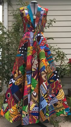 Make a Scene Reversible African Wax Print Coat Dress African Print Coat, Senegal Fashion, Sukienki Maksi, Kenya Fashion, Afrocentric Fashion, Afrikaanse Mode, African Fashion Ankara, Nigerian Styles, African Styles