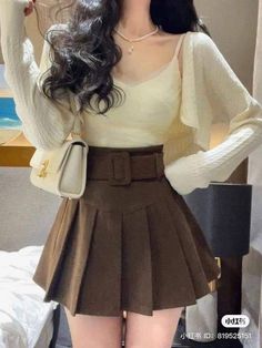 Korean Casual Outfits, Brown Skirt, Trendy Summer Outfits, Casual Style Outfits, Skirt Outfits, Classy Outfits, Pretty Dresses