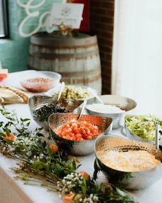 Wedding Food Bar Ideas, Creative Wedding Food, Mashed Potato Bar, Wedding Buffet Table, Wedding Food Bars, Food Bar Ideas, Bread Bar, Ramen Bar, Potato Bar