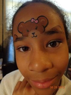 Cute Teddy face Bear Face Paint Easy, Cute Face Painting Ideas, Teddy Bear Face Paint, Bear Face Painting, Owl Face Paint, Bear Face Paint, Face Paint Party, Diy Face Paint